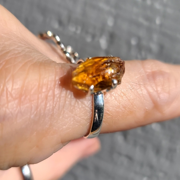 Raw 4k Citrine gemstone sterling silver sz10 - Picture 5 of 7